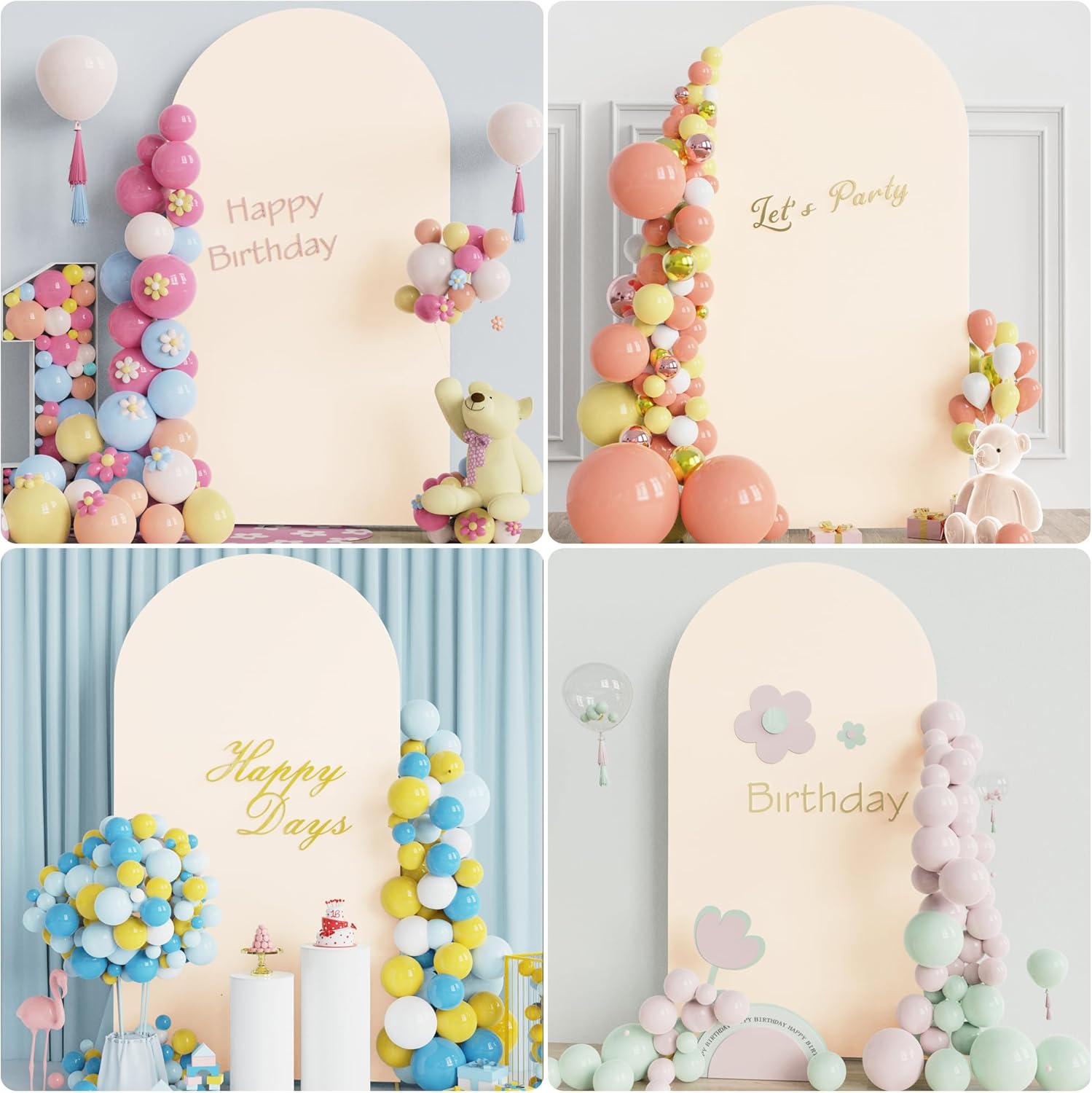 Putros Wedding Arch Cover 7.2FT Beige Spandex Fitted Round Top Chiara Backdrop Stand Covers for Birthday Party Decoration